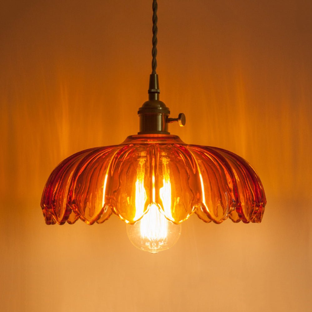 Suspension Verre Lotus Dôme Fleur pour Salle à Manger