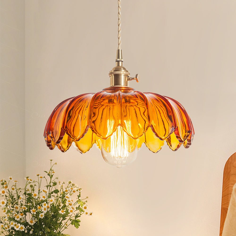 Suspension Verre Lotus Dôme Fleur pour Salle à Manger