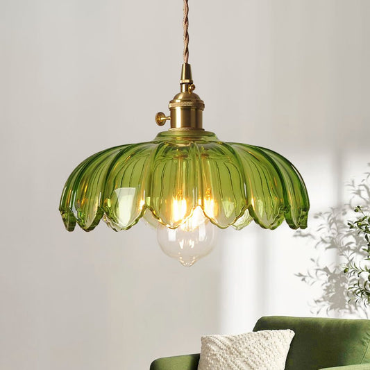 Suspension Verre Lotus Dôme Fleur pour Salle à Manger