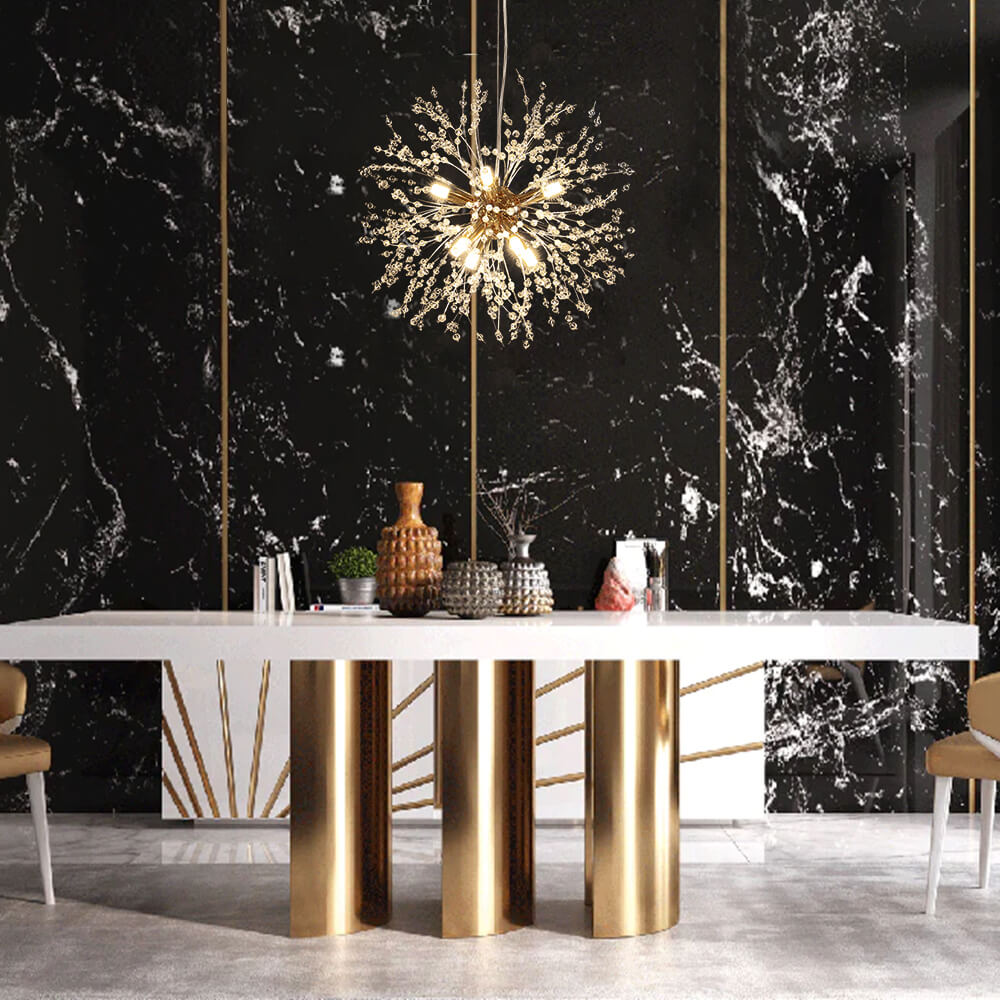 Lustre Luxe 8 Lumières Sputnik Feu d'Artifice pour Salon