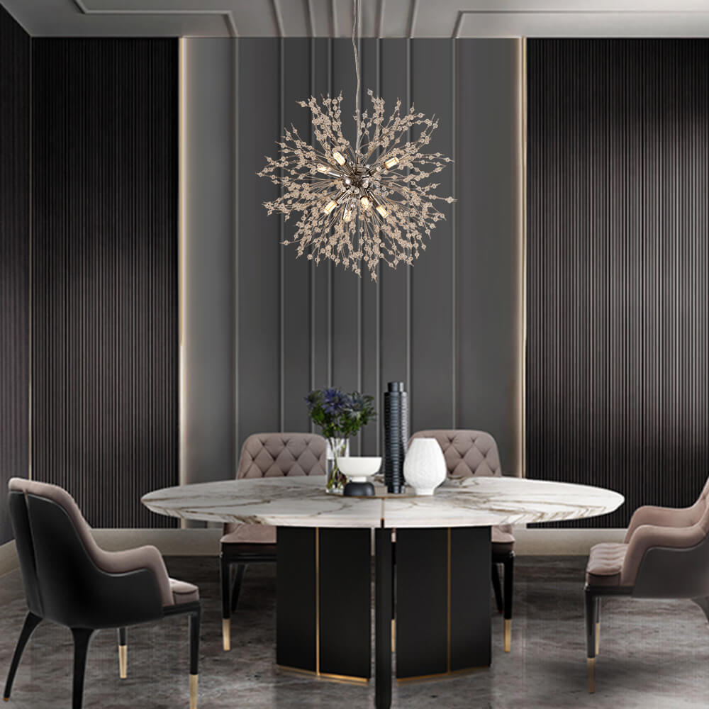 Lustre Luxe 8 Lumières Sputnik Feu d'Artifice pour Salon