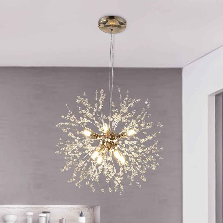 Lustre Luxe 8 Lumières Sputnik Feu d'Artifice pour Salon