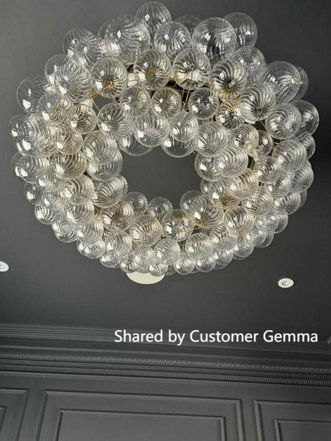 Lustre Salon Boule en Verre 104 cm
