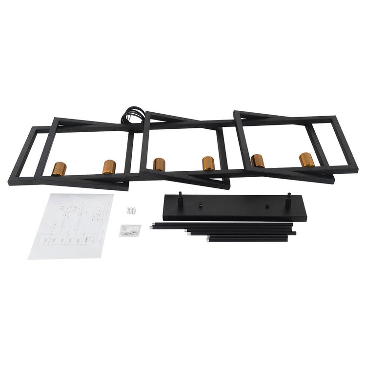 Lustre Cuisine Rectangulaire en Laiton Noir