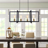 Lustre Cuisine Rectangulaire en Laiton Noir