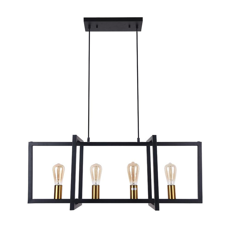 Lustre Cuisine Rectangulaire en Laiton Noir