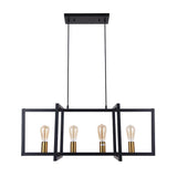 Lustre Cuisine Rectangulaire en Laiton Noir