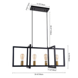 Lustre Cuisine Rectangulaire en Laiton Noir