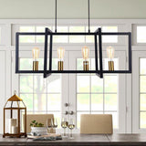 Lustre Cuisine Rectangulaire en Laiton Noir
