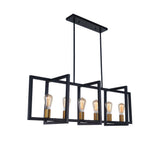 Lustre Cuisine Rectangulaire en Laiton Noir