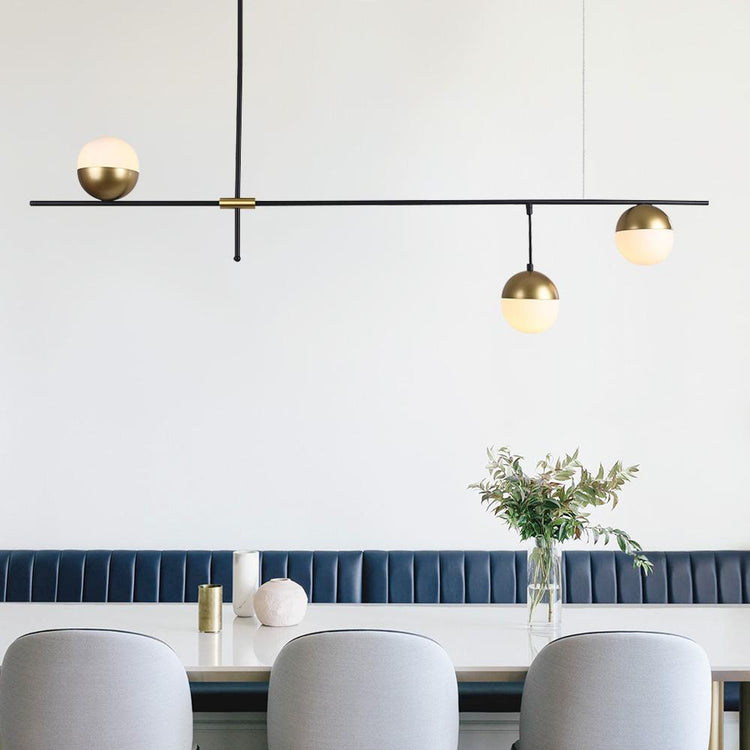 Lustre Salle à Manger Boule 3 Lumières en Verre