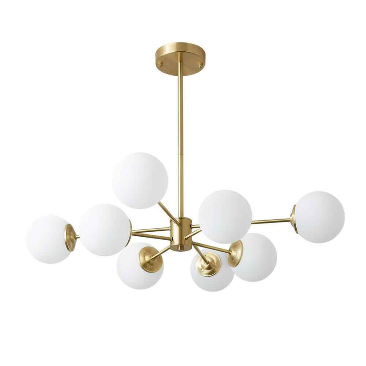 Lustre Verre Moderne 6/8/12 Lumières Opale Blanc Globe pour Salon