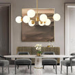 Lustre Verre Moderne 6/8/12 Lumières Opale Blanc Globe pour Salon