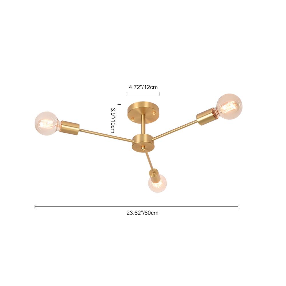 Plafonnier Laiton Moderne Sputnik Semi-Encastré pour Cuisine