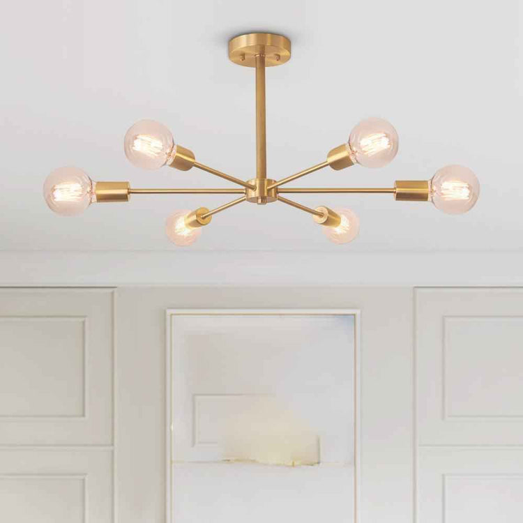 Plafonnier Laiton Moderne Sputnik Semi-Encastré pour Cuisine