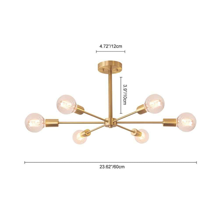 Plafonnier Laiton Moderne Sputnik Semi-Encastré pour Cuisine