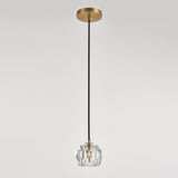 Suspension en cristal facetté, fixation plafond ronde laiton et câble noir