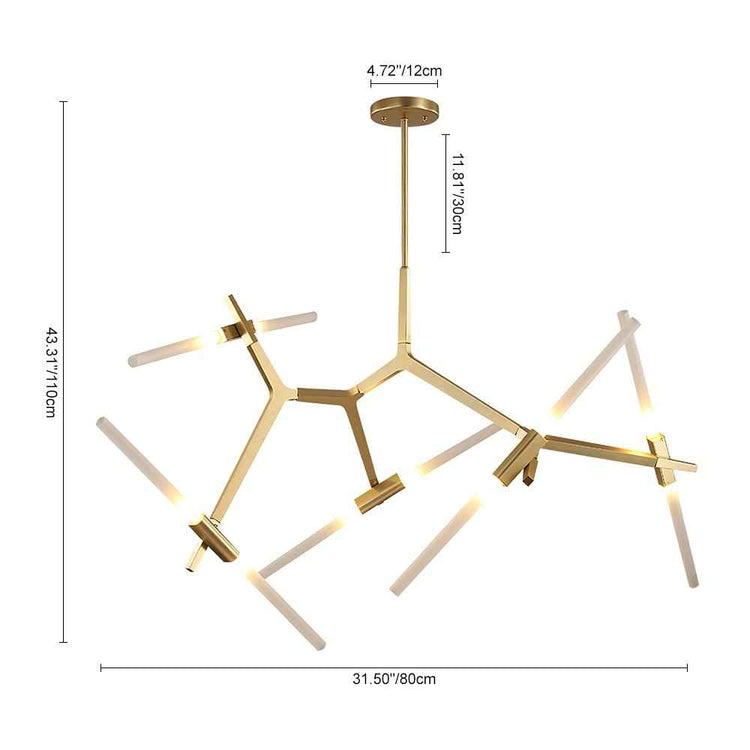 Lustre Verre Moderne 10 Lumières Branche pour Salon