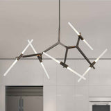 Lustre Verre Moderne 10 Lumières Branche pour Salon