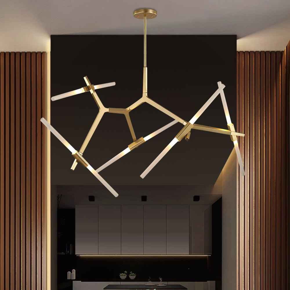 Lustre Verre Moderne 10 Lumières Branche pour Salon