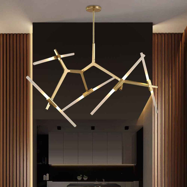 Lustre Verre Moderne 10 Lumières Branche pour Salon