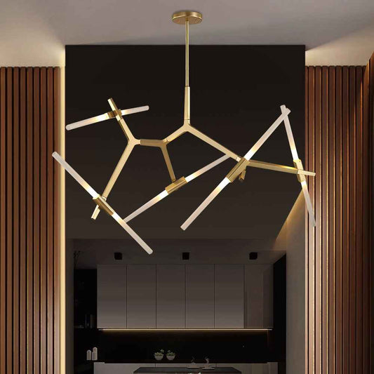 Lustre Verre Moderne 10 Lumières Branche pour Salon