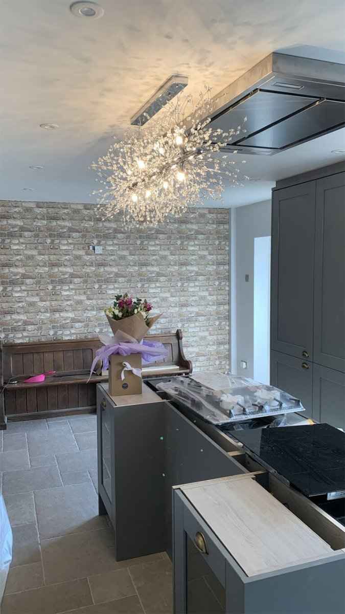 Lustre Cristal Moderne 12 Lumières Linéaire pour Salle à Manger