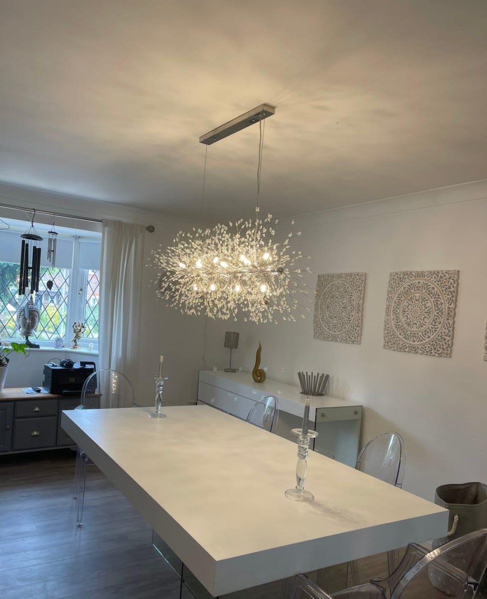 Lustre Cristal Moderne 12 Lumières Linéaire pour Salle à Manger