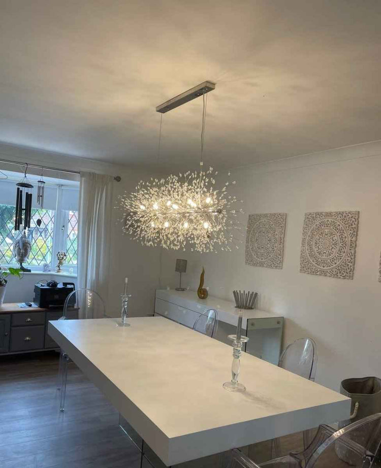 Lustre Cristal Moderne 12 Lumières Linéaire pour Salle à Manger