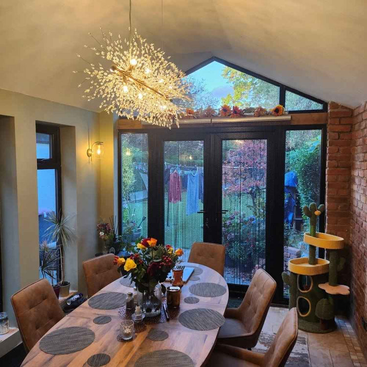 Lustre Cristal Moderne 12 Lumières Linéaire pour Salle à Manger