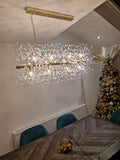 Lustre Cristal Moderne 12 Lumières Linéaire pour Salle à Manger