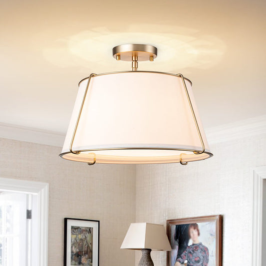 Plafonnier Salon Tambour en Laiton