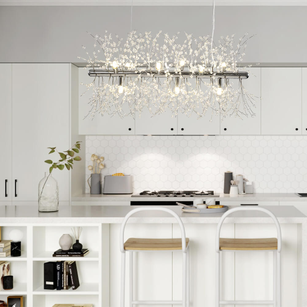 Lustre Cristal Moderne 9 Lumières pour Salle à Manger