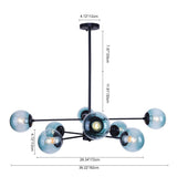 Lustre Salon Boule en Verre Bleu 98 cm