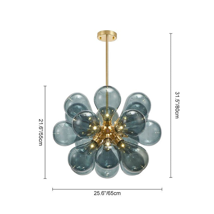 Lustre Boule Verre Bleu Moderne Soufflé Sputnik pour Salle à Manger
