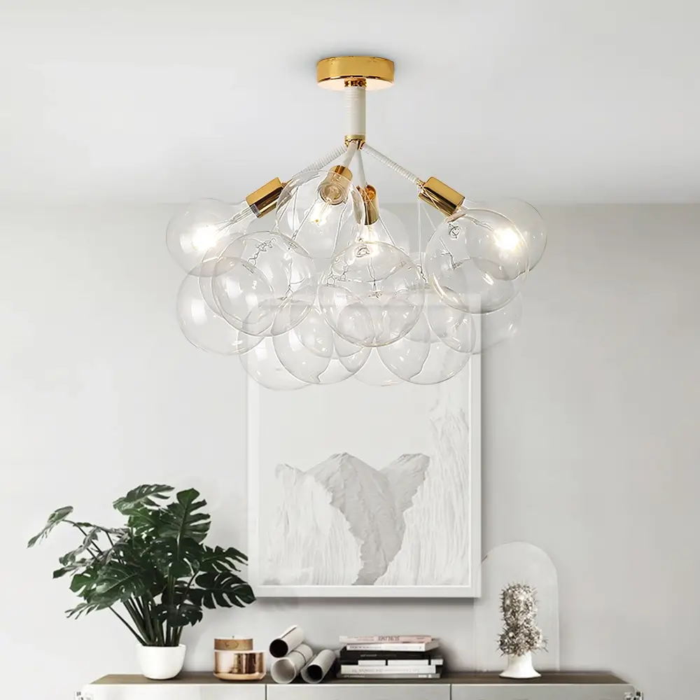 Lustre Boule Verre / Moderne Semi-Encastré pour Salle à Manger