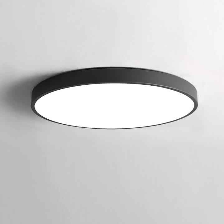 Plafonnier LED rond noir avec diffuseur blanc, éclairage plafond moderne