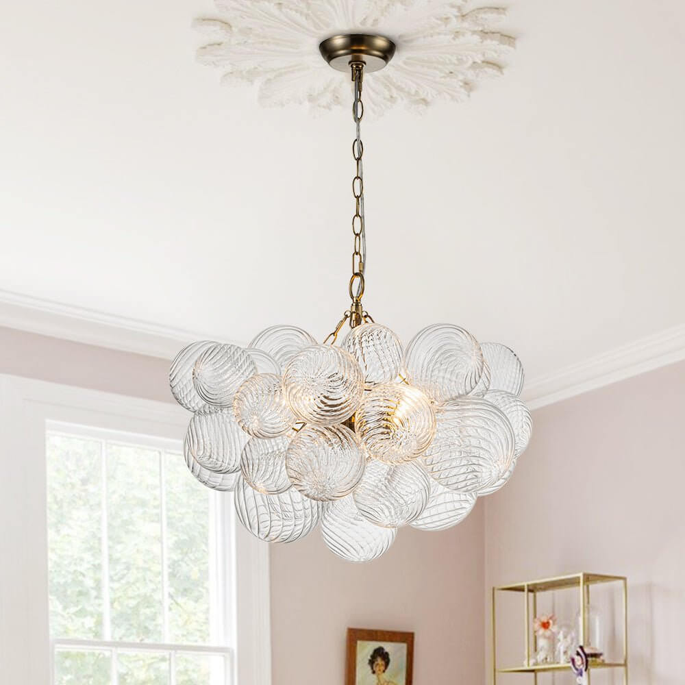 Lustre Boule Verre Grappe Moderne Globe pour Salon