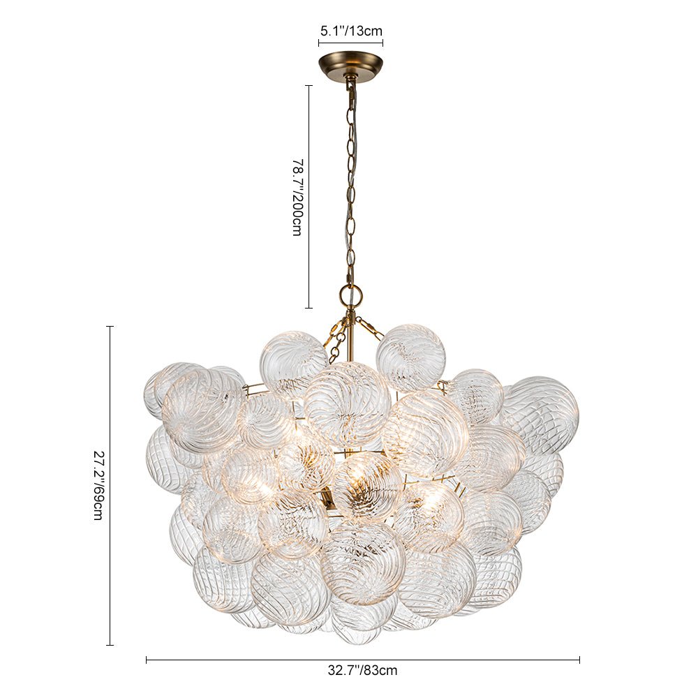 Lustre Boule Verre Grappe Moderne Globe pour Salon