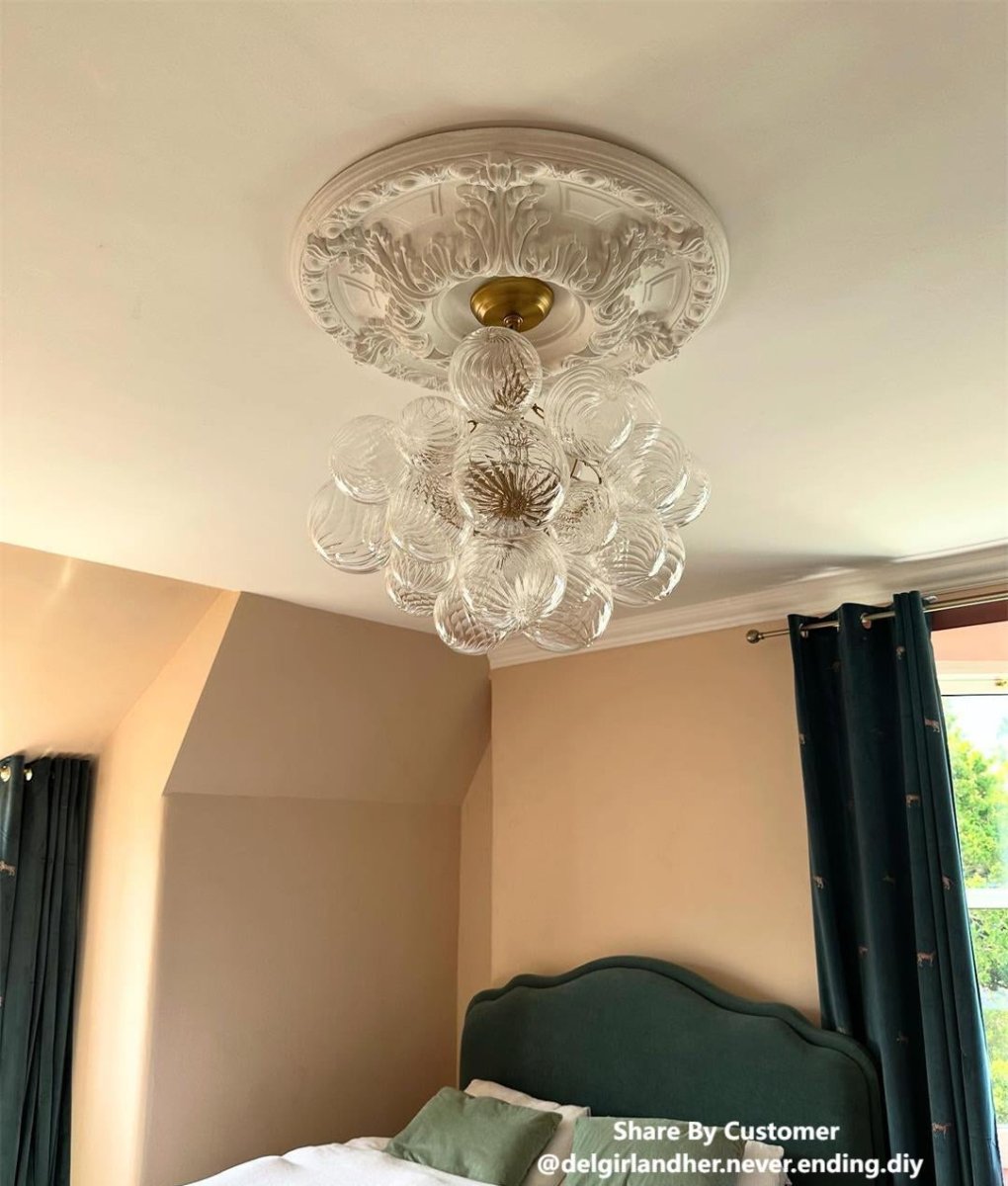 Lustre Boule Verre Grappe Moderne Globe pour Salon