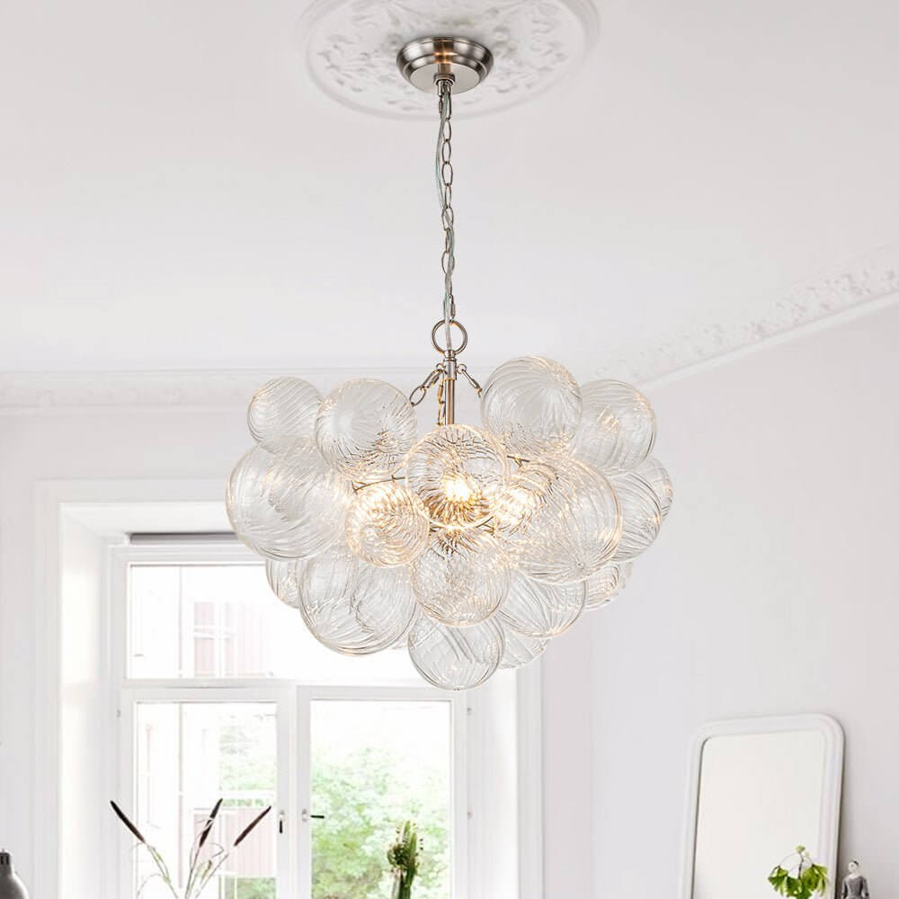 Lustre Boule Verre Grappe Moderne Globe pour Salon