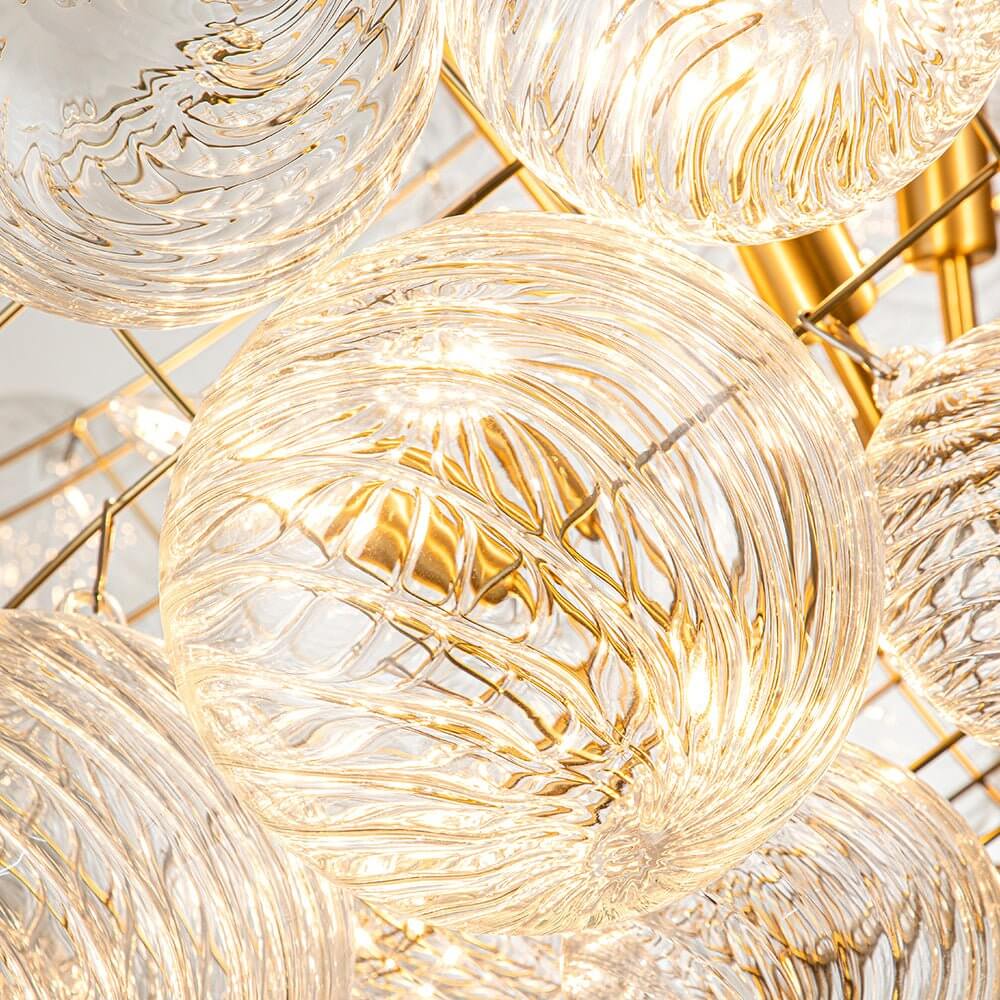 Lustre Boule Verre Grappe Moderne Globe pour Salon