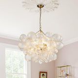 Lustre Boule Verre Grappe Moderne Globe pour Salon