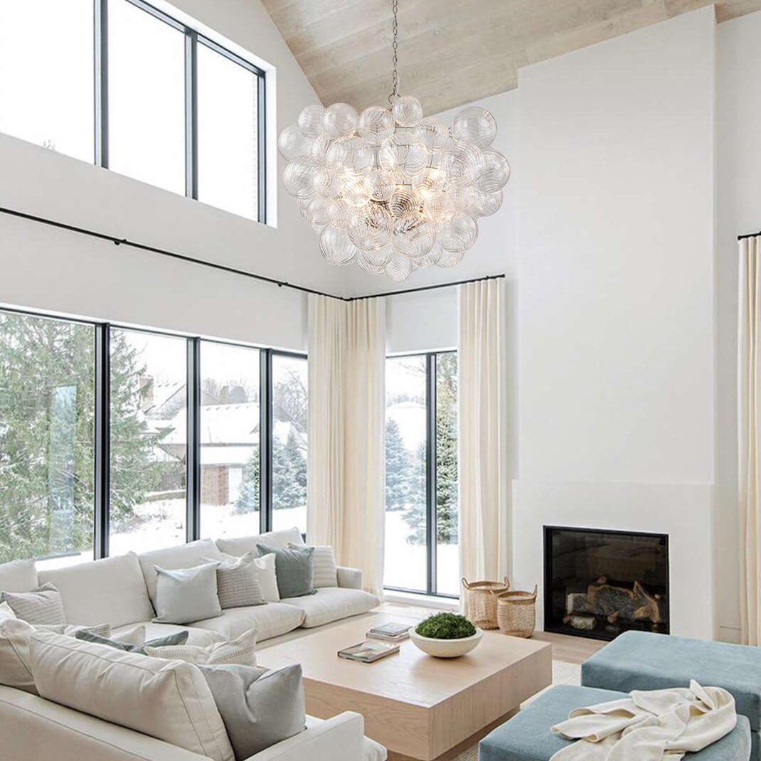 Lustre Boule Verre Grappe Moderne Globe pour Salon