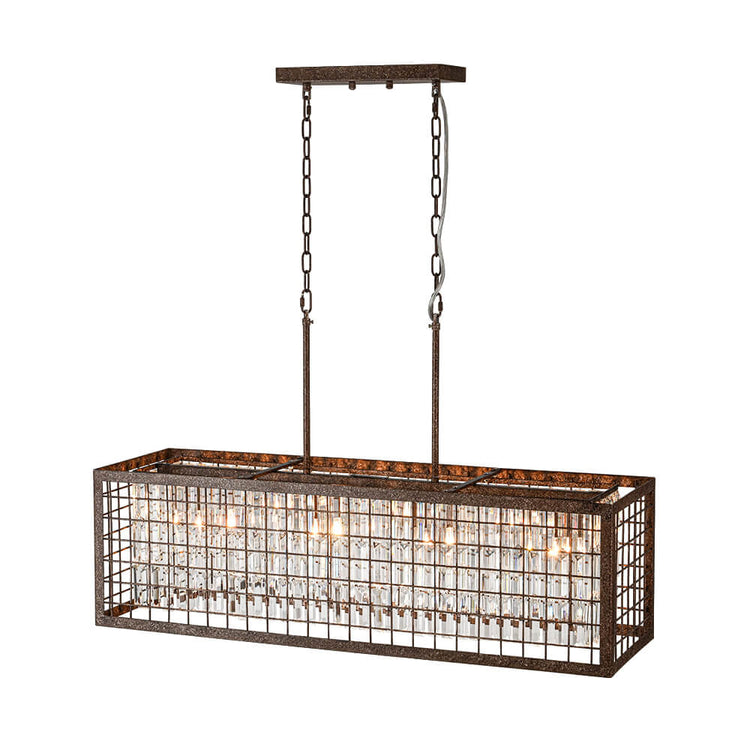 Lustre Cristal Moderne Campagne Chic Rectangulaire Suspension Cuisine pour Salle à Manger