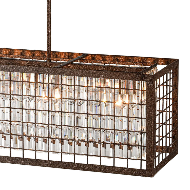 Lustre Cristal Moderne Campagne Chic Rectangulaire Suspension Cuisine pour Salle à Manger