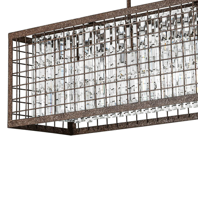 Lustre Cristal Moderne Campagne Chic Rectangulaire Suspension Cuisine pour Salle à Manger