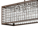Lustre Cristal Moderne Campagne Chic Rectangulaire Suspension Cuisine pour Salle à Manger