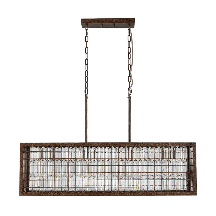 Lustre Cristal Moderne Campagne Chic Rectangulaire Suspension Cuisine pour Salle à Manger
