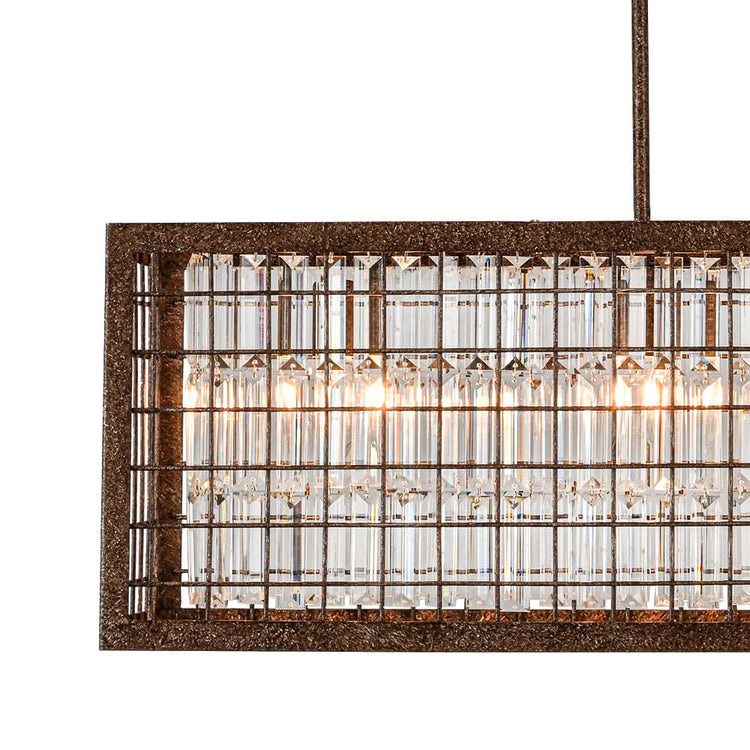 Lustre Cristal Moderne Campagne Chic Rectangulaire Suspension Cuisine pour Salle à Manger